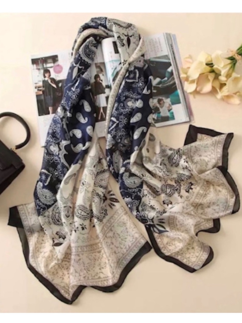 NWT SILK SCARF LUXURY STYLE STOLES WOMEN HEADBAND BAND STOLEN SHAWL PASHMINA